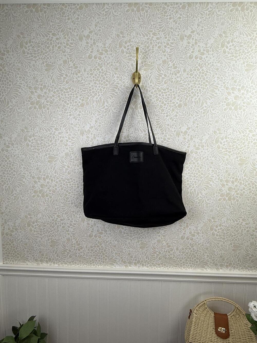 Cleobella Black Canvas Vegan Leather Straps Tote Bag